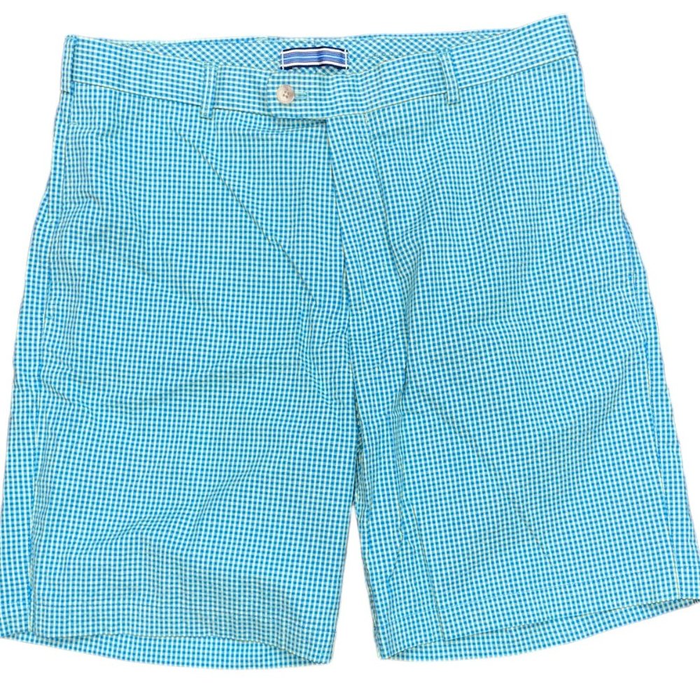 Men's‎ Peter Millar Teal Plaid Golf Shorts Size 34